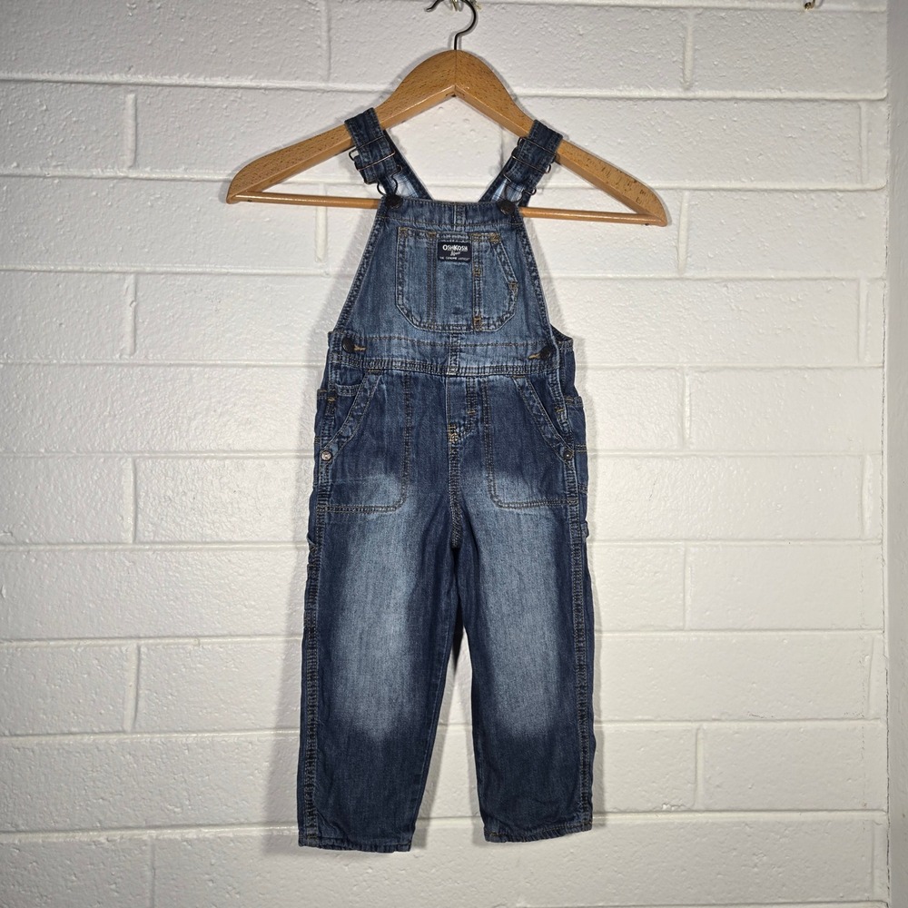 Oshkosh B'gosh 3T Overalls Blue Carpenter Vestback Classic USA Bib Denim‎ Jean